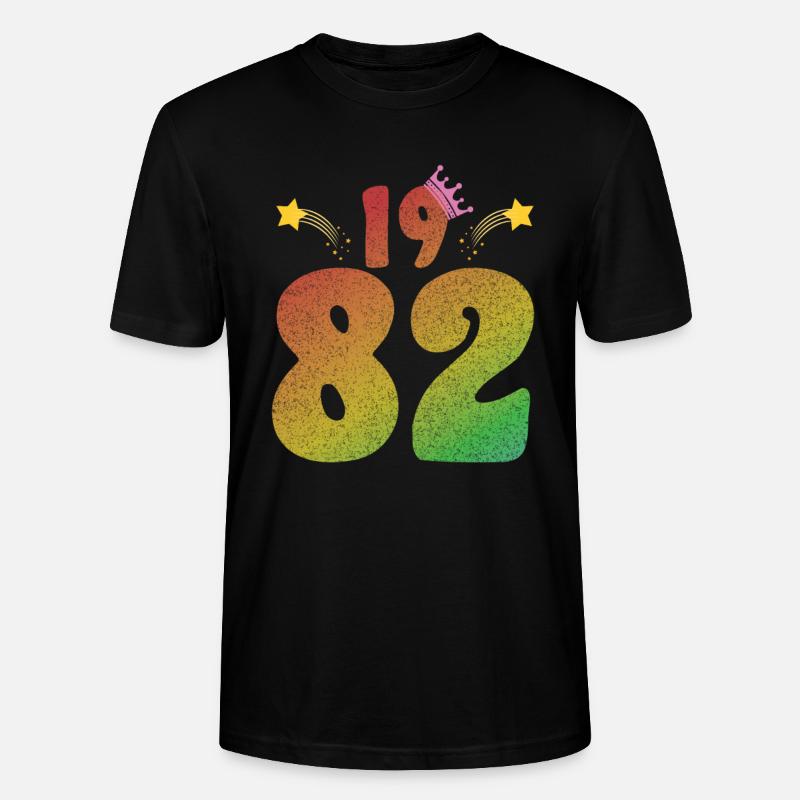 LGBT Geburtstag mit Krone 1982 - Stanley/Stella Unisex Bio-T-Shirt CRAFTER - Schwarz