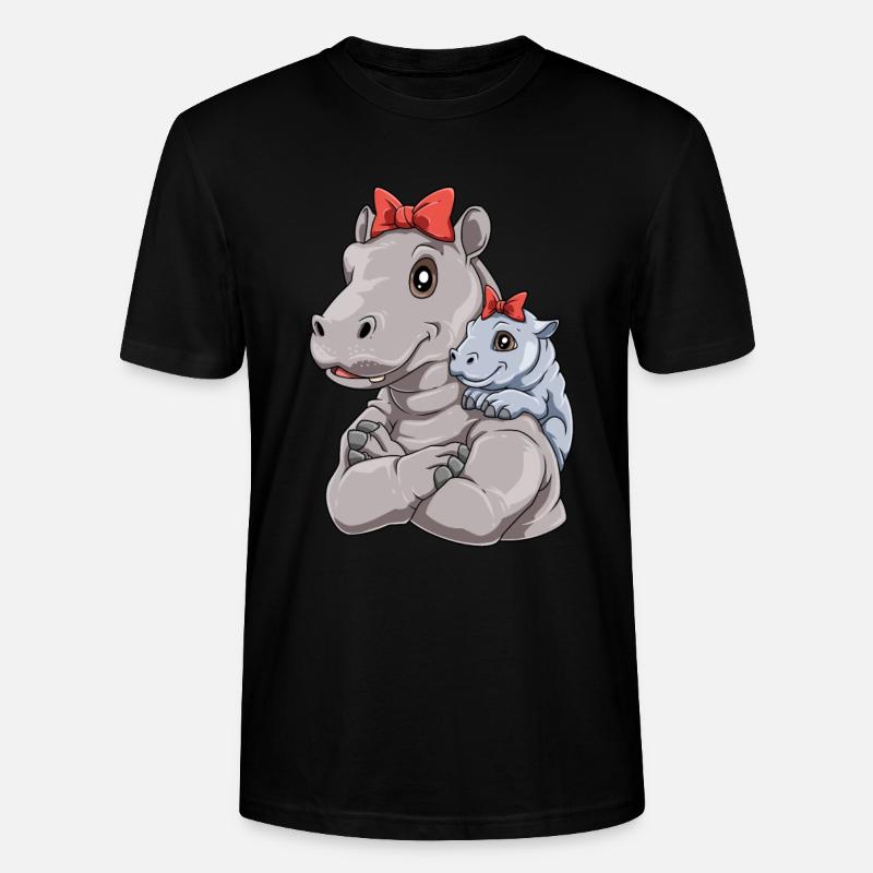 Liebevolles Nilpferd mit Nilpferd Kind - Stanley/Stella Unisex Bio-T-Shirt CRAFTER - Schwarz
