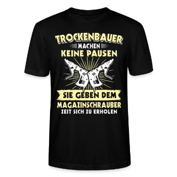 Trockenbauer Trockenbaumonteur Trockenbau - Stanley/Stella Unisex Bio-T-Shirt CRAFTER - Schwarz - Vorne - Alina (178cm) & Michal (187cm)
