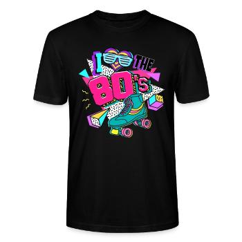 Années 80 J’aime Les années 80 - T-shirt bio CRAFTER Stanley Stella Unisexe - noir - Devant - Alina (178cm) & Michal (187cm)