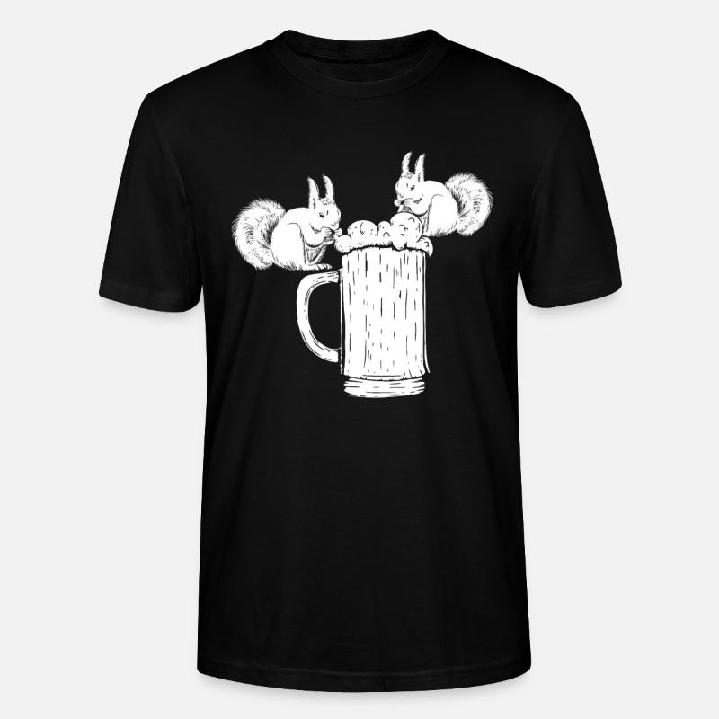 Squirrel Beer Funny squirrel drinks - Stanley/Stella CRAFTER Unisex Organic T-Shirt - black