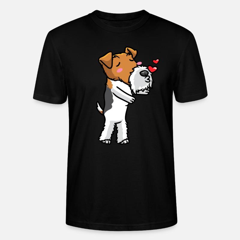 Foxterrier Drahthaar Hund Küsse Emoticon - Stanley/Stella Unisex Bio-T-Shirt CRAFTER - Schwarz