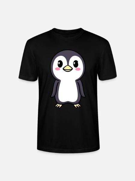 Pinguin Chibi Kawaii Emoticon - Stanley/Stella Unisex Bio-T-Shirt CRAFTER - Schwarz