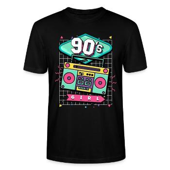 90'erne 90'er pige - Stanley Stella CRAFTER unisex økologisk-T-shirt - sort - Foran - Alina (178cm) & Michal (187cm)