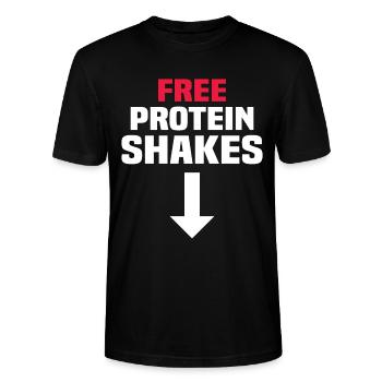 Free Protein Shakes - Stanley/Stella Unisex Bio-T-Shirt CRAFTER - Schwarz - Vorne - Alina (178cm) & Michal (187cm)