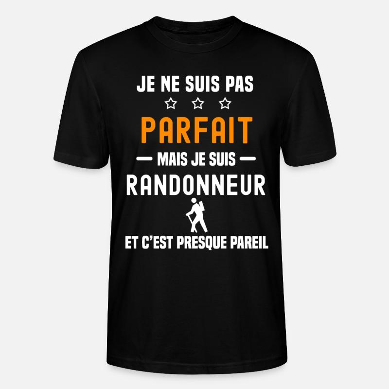 randonnée pas parfait mais randonneur - T-shirt bio CRAFTER Stanley Stella Unisexe - noir