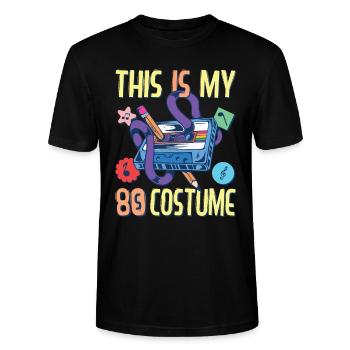 80er Jahre Outfit Party 80's Achtziger 1980er - Stanley/Stella Unisex Bio-T-Shirt CRAFTER - Schwarz - Vorne - Alina (178cm) & Michal (187cm)