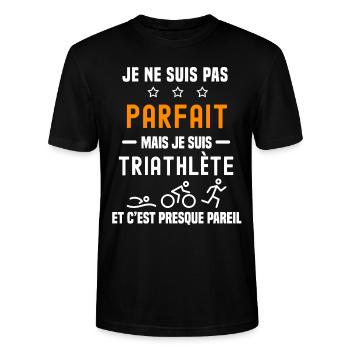 triathlon pas parfait mais triathlète - T-shirt bio CRAFTER Stanley Stella Unisexe - noir - Devant - Alina (178cm) & Michal (187cm)