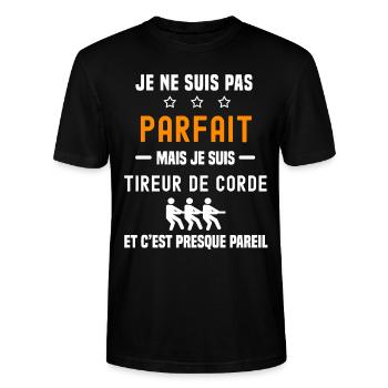 tir corde pas parfait mais tireur corde - T-shirt bio CRAFTER Stanley Stella Unisexe - noir - Devant - Alina (178cm) & Michal (187cm)