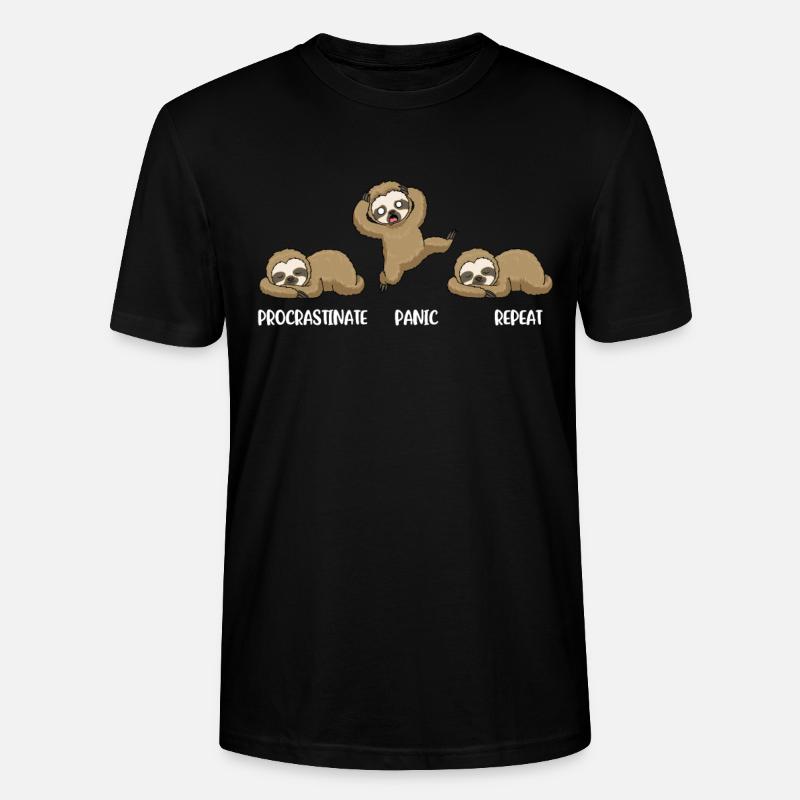 Procrastinate Panic Procrastination Gift - Stanley/Stella CRAFTER Unisex Organic T-Shirt - black