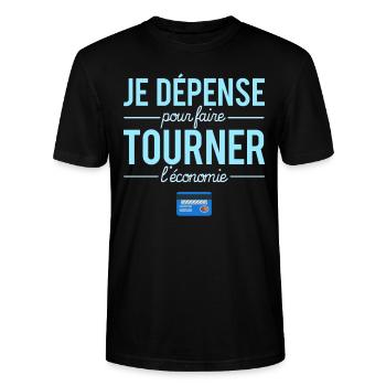 Je dépense pour faire tourner l'économie banquier - T-shirt bio CRAFTER Stanley Stella Unisexe - noir - Devant - Alina (178cm) & Michal (187cm)