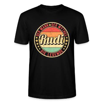 Rudi Der Mann Der Mythos Die Legende - Stanley/Stella Unisex Bio-T-Shirt CRAFTER - Schwarz - Vorne - Alina (178cm) & Michal (187cm)