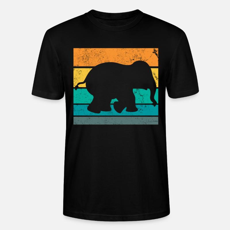 Retro Elefant - Stanley/Stella Unisex Bio-T-Shirt CRAFTER - Schwarz