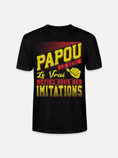 Papou Fete Des Grand Père Papy - T-shirt bio CRAFTER Stanley Stella Unisexe - noir