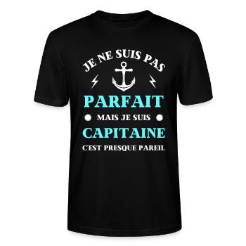 pas parfait capitaine humour bateau homme marin - T-shirt bio CRAFTER Stanley Stella Unisexe - noir - Devant - Alina (178cm) & Michal (187cm)