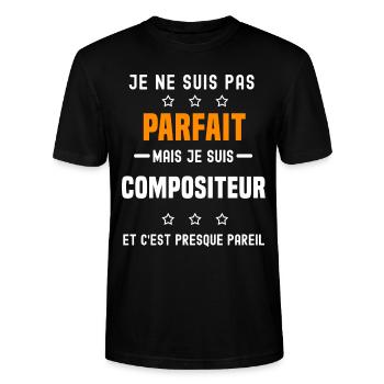 Compositeur pas parfait mais Compositeur métier - T-shirt bio CRAFTER Stanley Stella Unisexe - noir - Devant - Alina (178cm) & Michal (187cm)