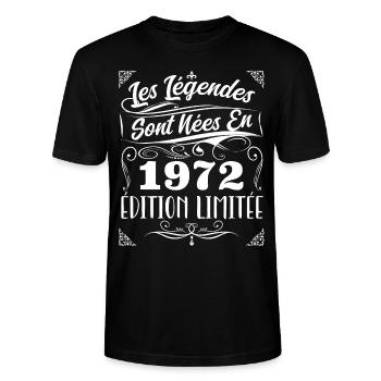 1972 les légendes sont nées en 1972 | vintage - T-shirt bio CRAFTER Stanley Stella Unisexe - noir - Devant - Alina (178cm) & Michal (187cm)
