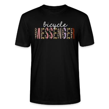 Fahrradkurier Leopardenprint lustiges Geschenk - Stanley/Stella Unisex Bio-T-Shirt CRAFTER - Schwarz - Vorne - Alina (178cm) & Michal (187cm)