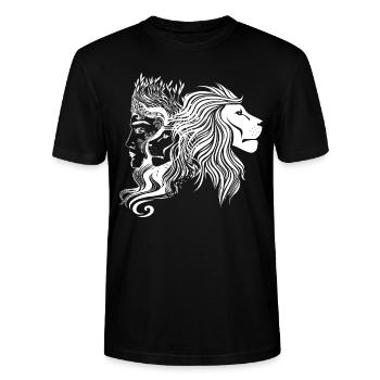 Löwe Löwin Königin Dunkle Kunst Gothic Leo Zodiac - Stanley/Stella Unisex Bio-T-Shirt CRAFTER - Schwarz - Vorne - Alina (178cm) & Michal (187cm)