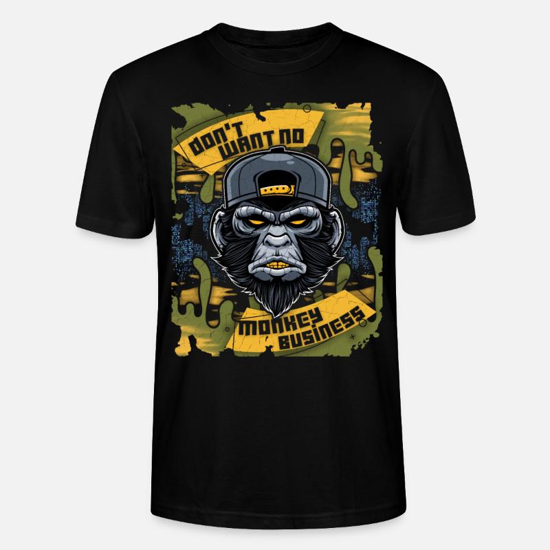 Affe, Monkey-Affe, lustiger Spruch Monkey-Business - Stanley/Stella Unisex Bio-T-Shirt CRAFTER - Schwarz