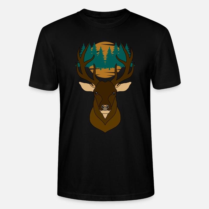 Rothirsch Geweih mit Hirschgeweih - Stanley/Stella Unisex Bio-T-Shirt CRAFTER - Schwarz