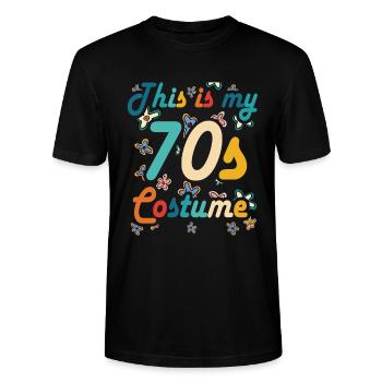 Das ist mein 70er Jahre Kostüm Retro Vintage Hippy - Stanley/Stella Unisex Bio-T-Shirt CRAFTER - Schwarz - Vorne - Alina (178cm) & Michal (187cm)