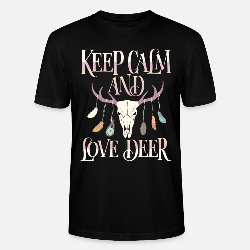 Hirschgeweih, Hirsche, Keep-Calm Spruch - Stanley/Stella Unisex Bio-T-Shirt CRAFTER - Schwarz