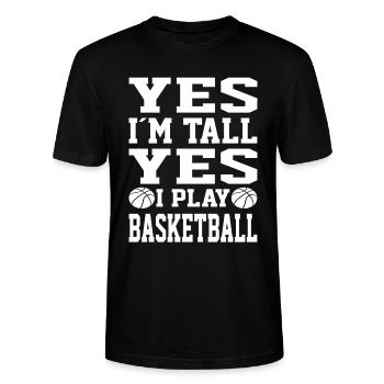 Yes Im Tall Yes I Play Basketball Player Gifts - Stanley/Stella Unisex Bio-T-Shirt CRAFTER - Schwarz - Vorne - Alina (178cm) & Michal (187cm)