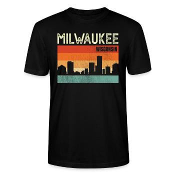 Milwaukee Wisconsin - Stanley/Stella CRAFTER Unisex Organic T-Shirt - black - Front - Alina (178cm) & Michal (187cm)