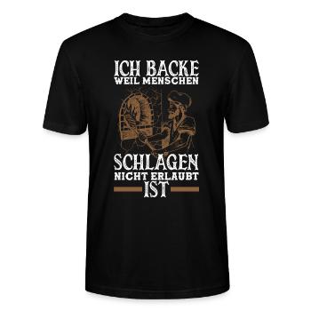 Ich Backe Weil Lustiges Backen Bäcker Geschenk - Stanley/Stella Unisex Bio-T-Shirt CRAFTER - Schwarz - Vorne - Alina (178cm) & Michal (187cm)