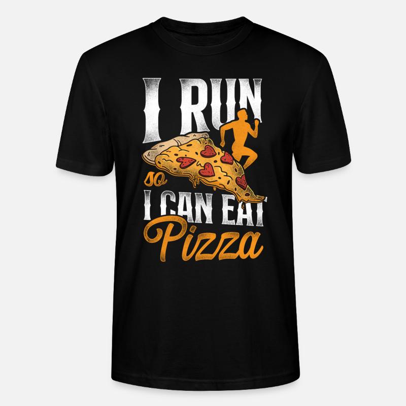 Running Runner Half Marathon Pizza - Stanley/Stella Unisex Bio-T-Shirt CRAFTER - Schwarz