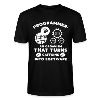 Programmer Coffee - Stanley/Stella Unisex Bio-T-Shirt CRAFTER - Schwarz - Vorne - Alina (178cm) & Michal (187cm)