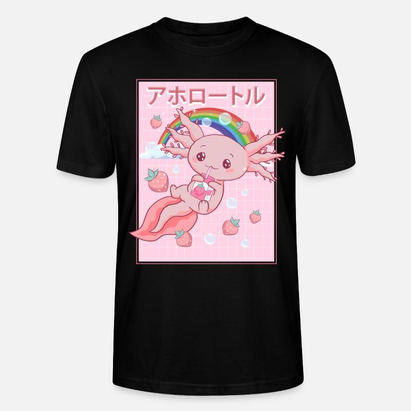 Kawaii Axolotl Erdbeermilch - Stanley/Stella Unisex Bio-T-Shirt CRAFTER - Schwarz