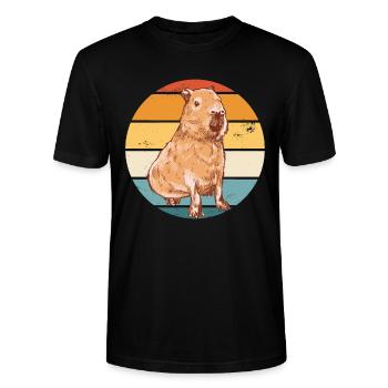 Capybara Nagetier Tier - Stanley/Stella Unisex Bio-T-Shirt CRAFTER - Schwarz - Vorne - Alina (178cm) & Michal (187cm)