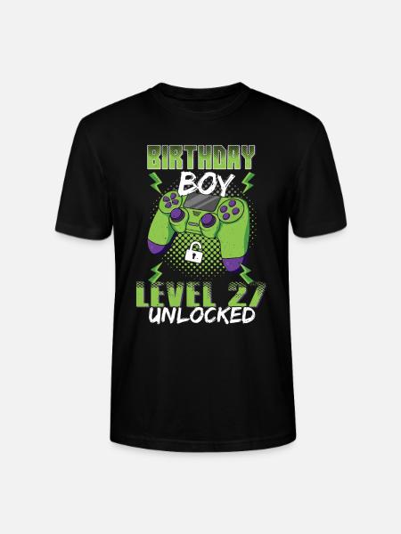 Gamer Boy Video Game Lover Age 27 Unlocked - Stanley/Stella CRAFTER Unisex Organic T-Shirt - black