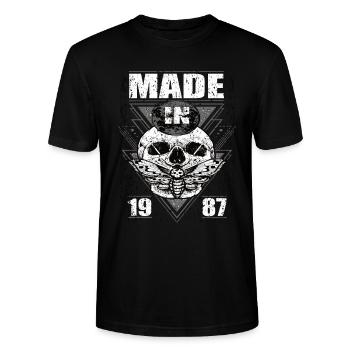 Made in 1987 Vintage Retro Limited Edition - Stanley/Stella CRAFTER Unisex Organic T-Shirt - black - Front - Alina (178cm) & Michal (187cm)