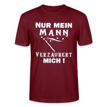 Witziger Hexe Halloween Hexen Spruch - Stanley/Stella Unisex Bio-T-Shirt CRAFTER - Burgunderrot - Vorne - Alina (178cm) & Michal (187cm)