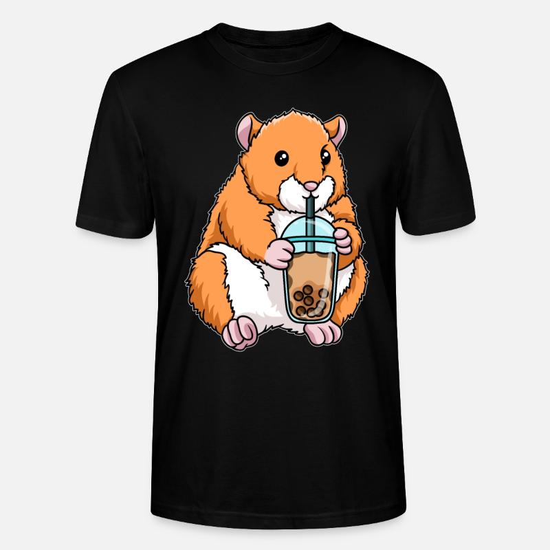 Hamster trinkt Bubble Tea - Stanley/Stella Unisex Bio-T-Shirt CRAFTER - Schwarz