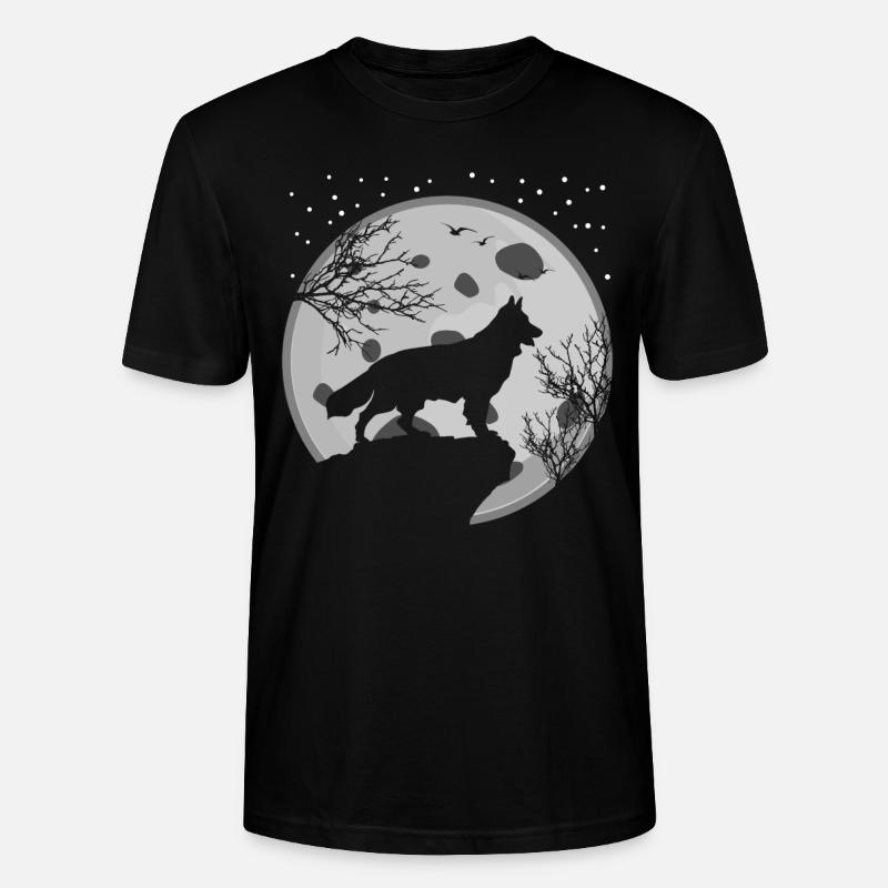 Weisser Schäferhund Mond Schäferhunde - Stanley/Stella Unisex Bio-T-Shirt CRAFTER - Schwarz