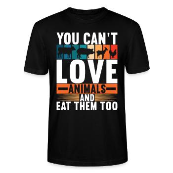 Vegan Vegetarier - Stanley/Stella Unisex Bio-T-Shirt CRAFTER - Schwarz - Vorne - Alina (178cm) & Michal (187cm)