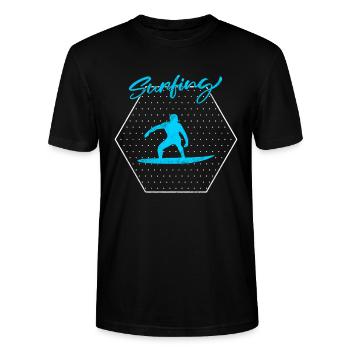 Surfing - Stanley/Stella CRAFTER Unisex Organic T-Shirt - black - Front - Alina (178cm) & Michal (187cm)