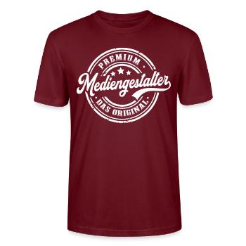 Mediengestalter Original Mediengestaltung - Stanley/Stella Unisex Bio-T-Shirt CRAFTER - Burgunderrot - Vorne - Alina (178cm) & Michal (187cm)