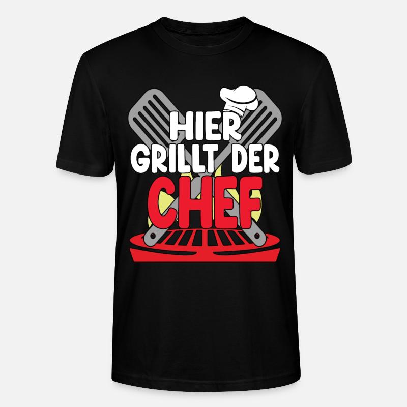 Hier Grillt Der Chef - Stanley/Stella Unisex Bio-T-Shirt CRAFTER - Schwarz