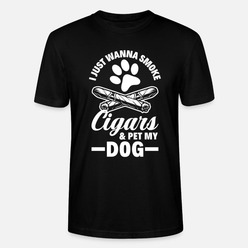 Zigarren Und Hunde Zigarrenraucher Geschenk - Stanley/Stella Unisex Bio-T-Shirt CRAFTER - Schwarz