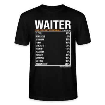 Kellner Spruch Kellner Geschenk - Stanley/Stella Unisex Bio-T-Shirt CRAFTER - Schwarz - Vorne - Alina (178cm) & Michal (187cm)