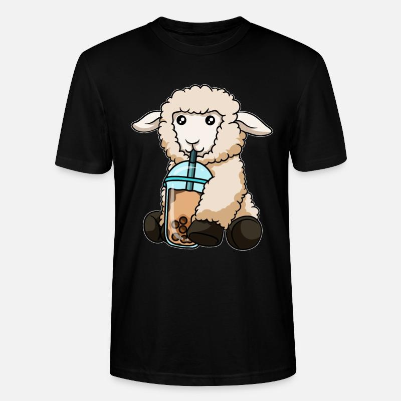 Sheep drinks bubble tea - Stanley/Stella CRAFTER Unisex Organic T-Shirt - black