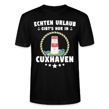Cuxhaven Souvenir Cuxhavener Nordsee - Stanley/Stella Unisex Bio-T-Shirt CRAFTER - Schwarz - Vorne - Alina (178cm) & Michal (187cm)