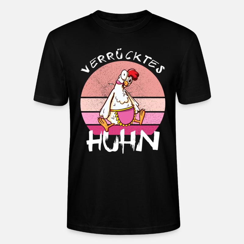 Crazy Chicken Funny Farmer - Stanley/Stella CRAFTER Unisex Organic T-Shirt - black