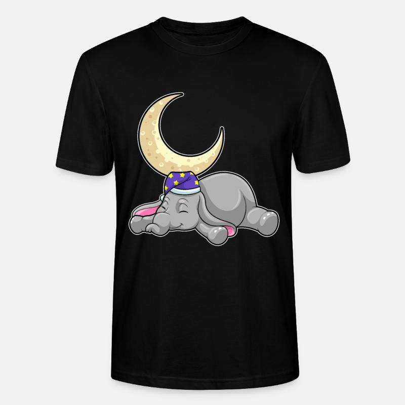 Éléphant avec lune - T-shirt bio CRAFTER Stanley Stella Unisexe - noir