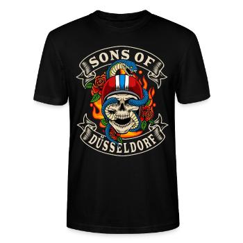 Düsseldorf fils de Düsseldorf - T-shirt bio CRAFTER Stanley Stella Unisexe - noir - Devant - Alina (178cm) & Michal (187cm)